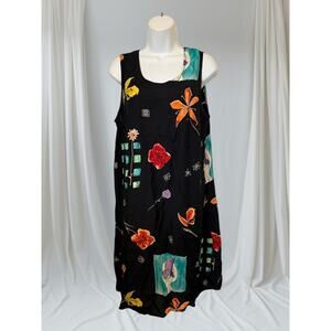 Vintage Laura Fantini For Jeffrey Rayon Sleeveless Dress Size 16